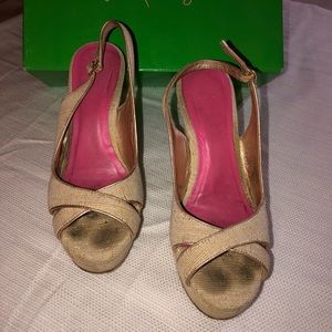 Lilly Pulitzer Natural Wedge Slingback Sandals